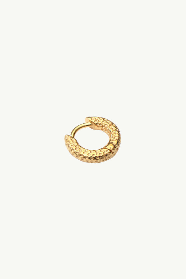 Hammered Base Hoop Earring - Gold