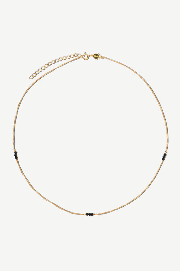 Onyx Beads Necklace - Gold