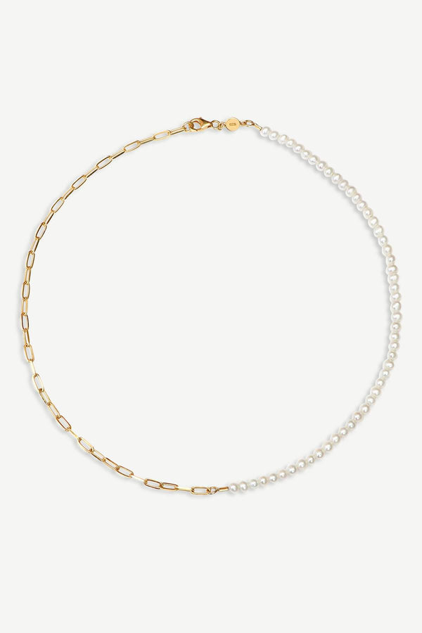 Halfway Pearl Ketting - Goud