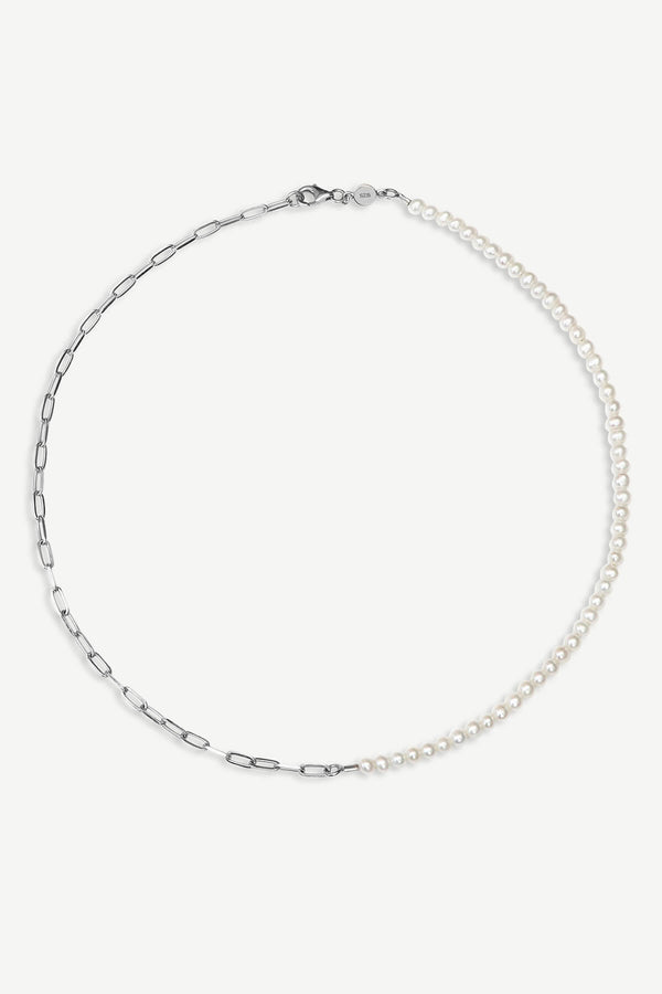 Halfway Pearl Necklace - Silver