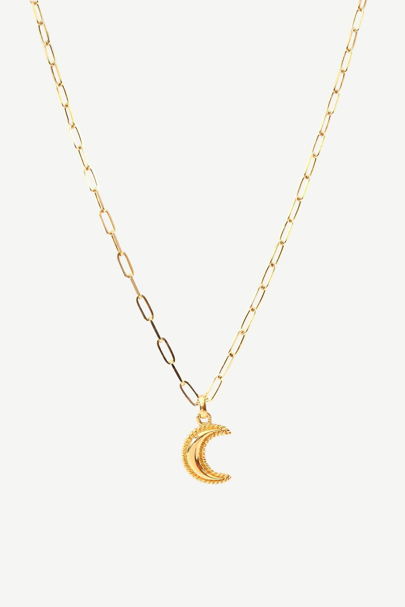 Crescent Moon Chunky Necklace - Gold