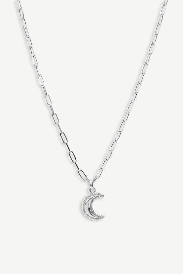 Crescent Moon Chunky Ketting - Zilver