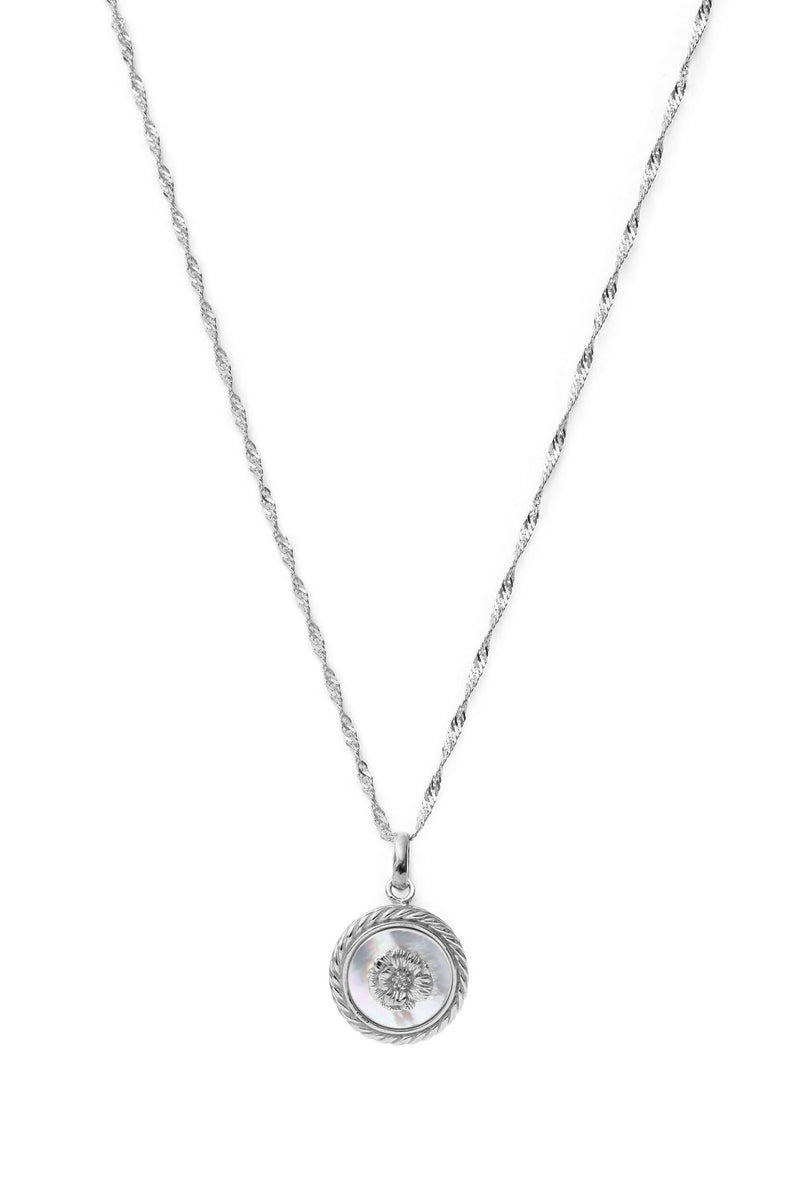 Poppy Mother of Pearl Bedel - Zilver