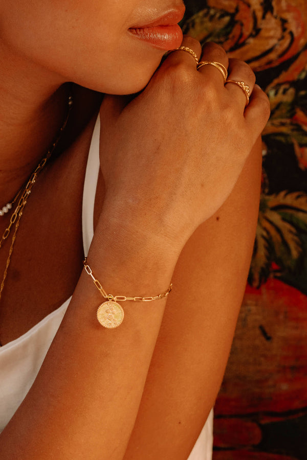 Lily Pad Coin Armband - Goud