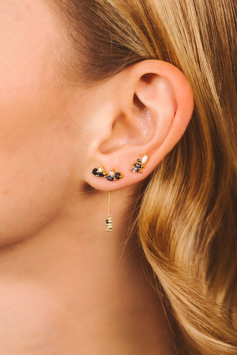 Nightfall Drop Stud Earring 1 piece - Silver