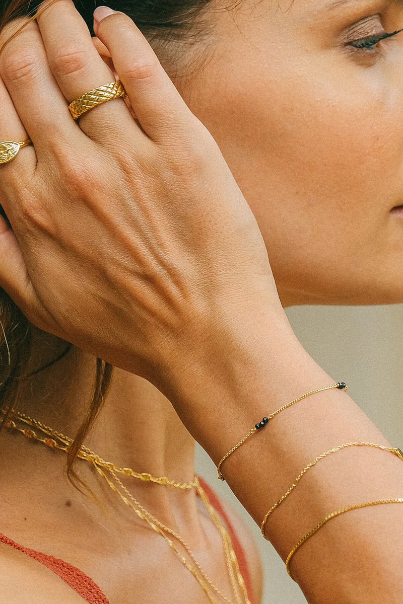 Onyx Beads Bracelet - Gold