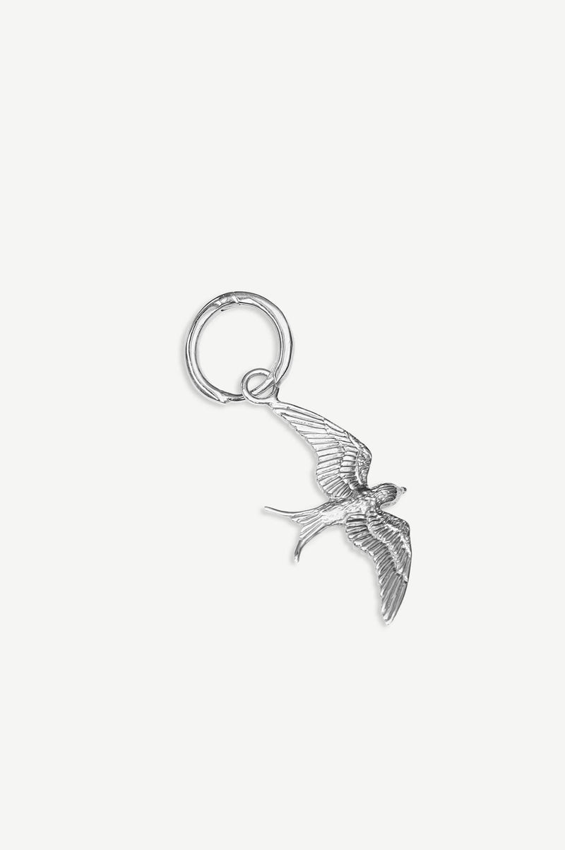 Lovebird Hoop Oorbel 1 stuk - Zilver