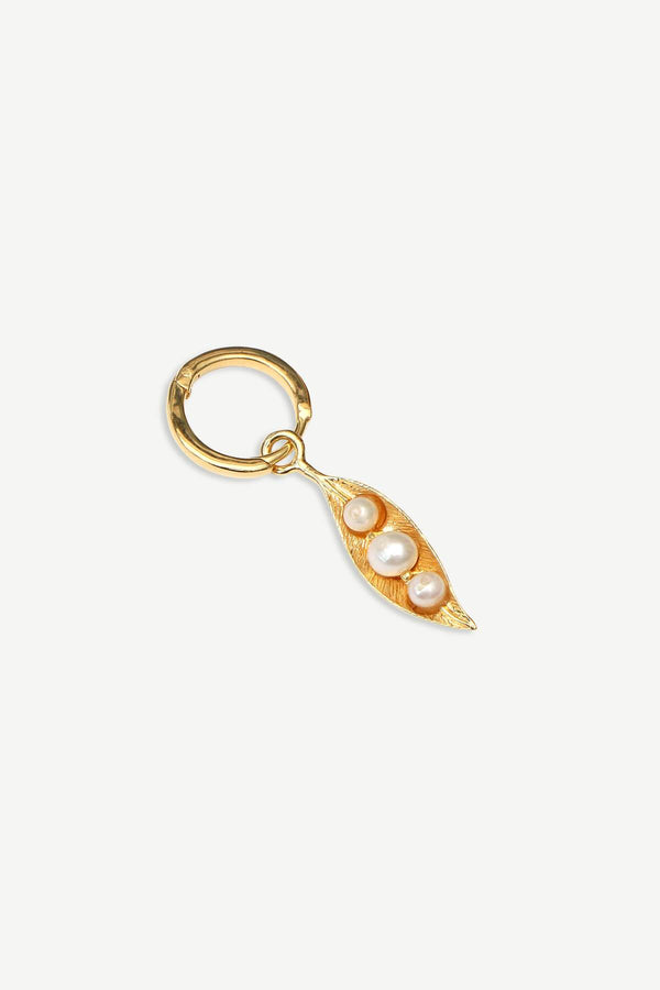 Pearl Leaf Hoop Earring 1 piece - Gold