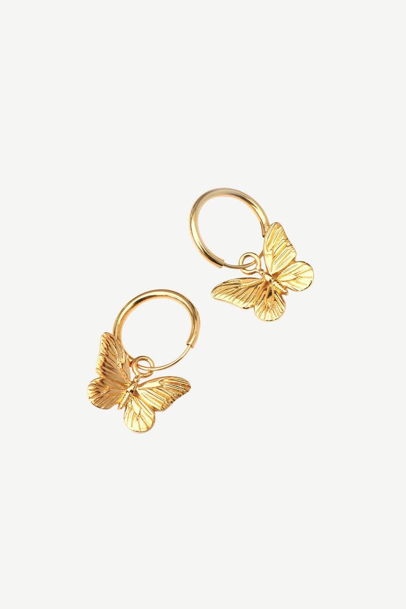 Butterfly Hoops Earrings - Gold
