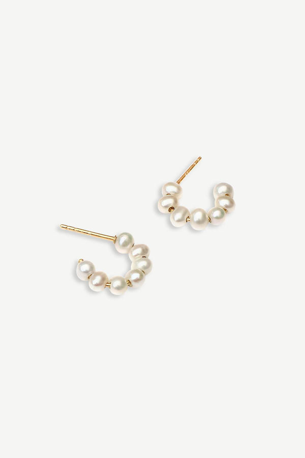 Small Pearl Hoops Oorbellen - Goud