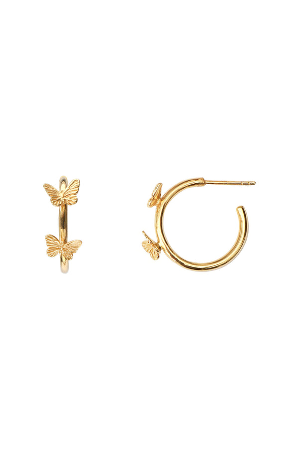 Butterfly Statement Hoops Oorbellen - Goud