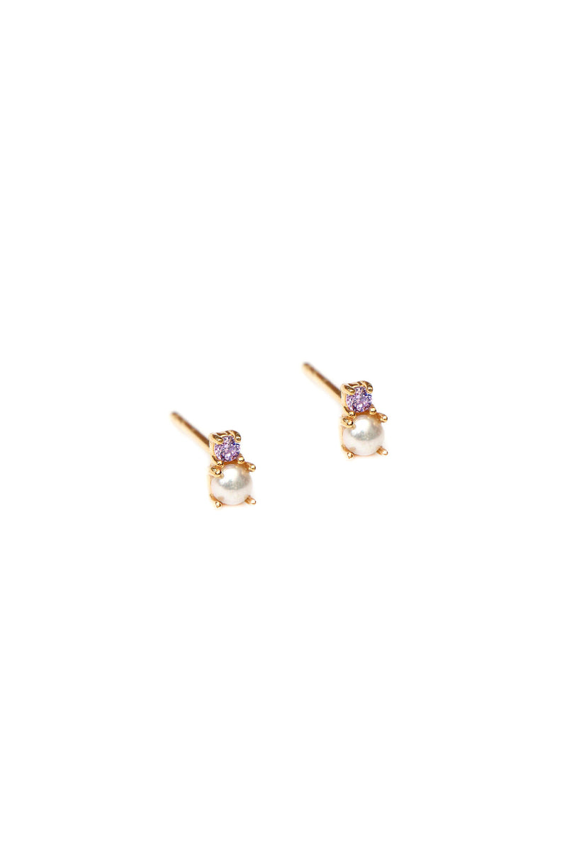 Dew Drop Pearl Studs Earrings - Gold