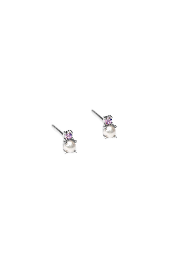 Dew Drop Pearl Studs Earrings - Silver