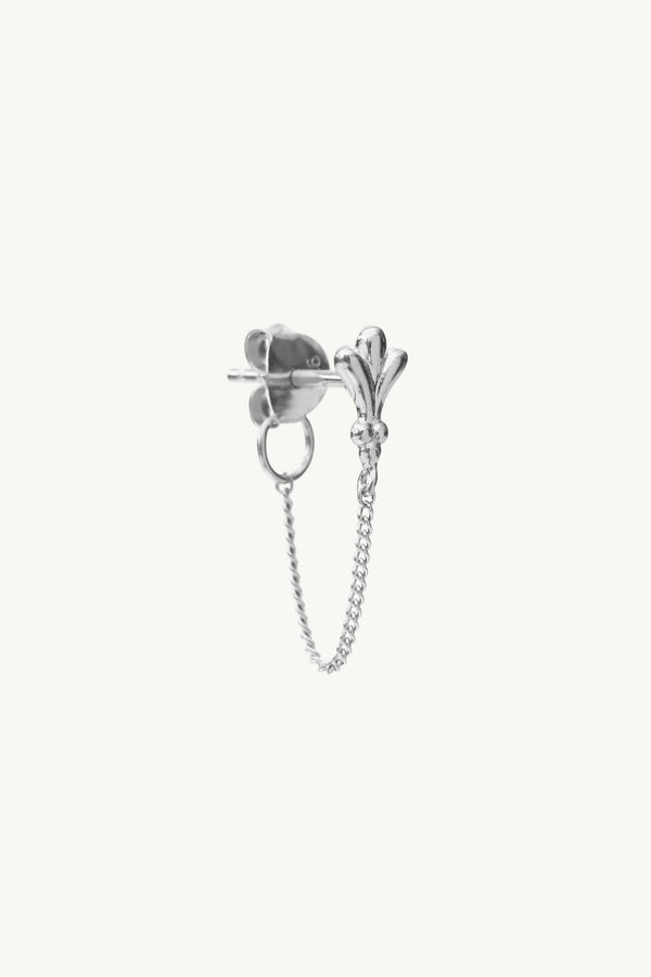 Ornamental Stud Chain Earring - Silver