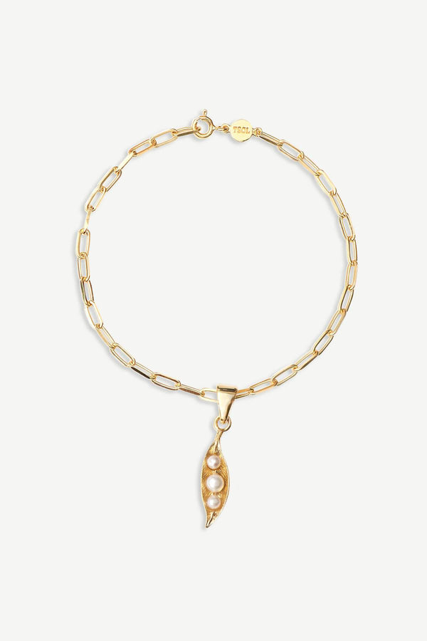 Pearl Leaf Armband - Goud