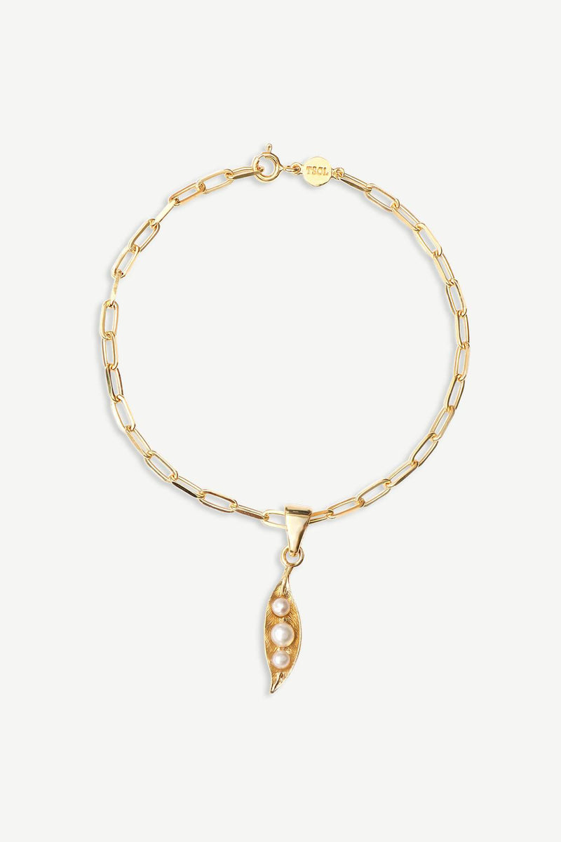 Pearl Leaf Bracelet - Gold