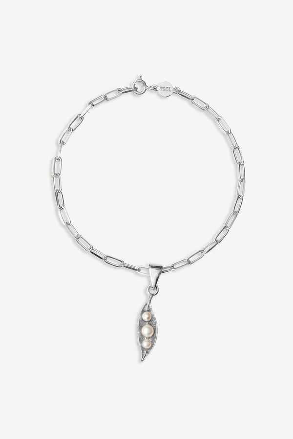 Pearl Leaf Bracelet - Silver