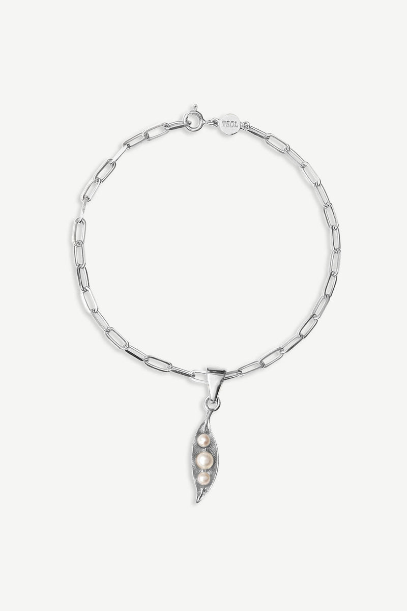 Pearl Leaf Armband - Zilver