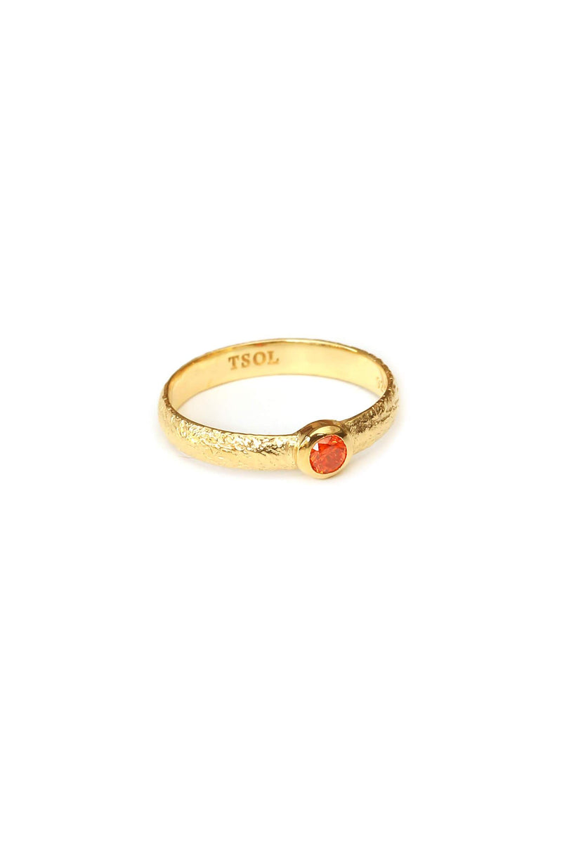 Amber Hammered Staple Ring - Goud