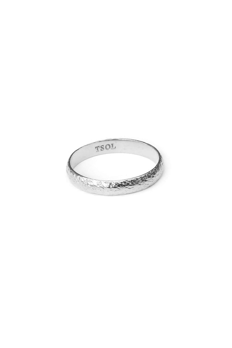 Hammered Staple Ring - Zilver