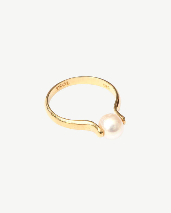 Minimal Pearl Ring - Goud