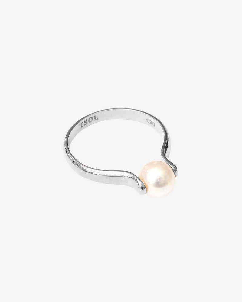 Minimal Pearl Ring - Zilver