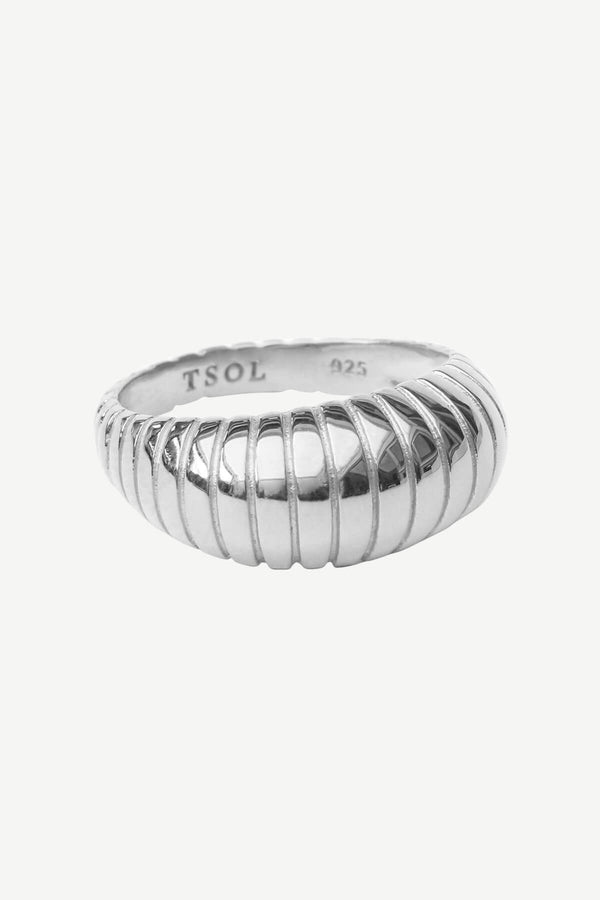 Striped Dome Ring - Zilver