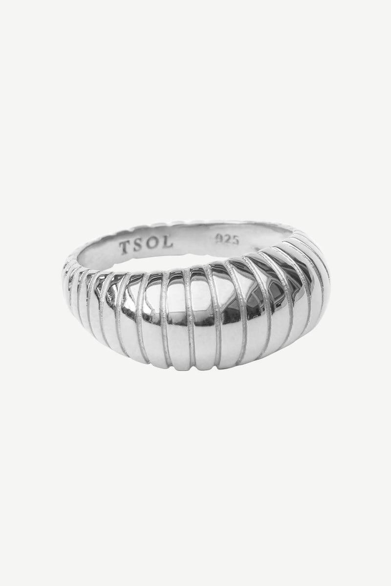Striped Dome Ring - Silver