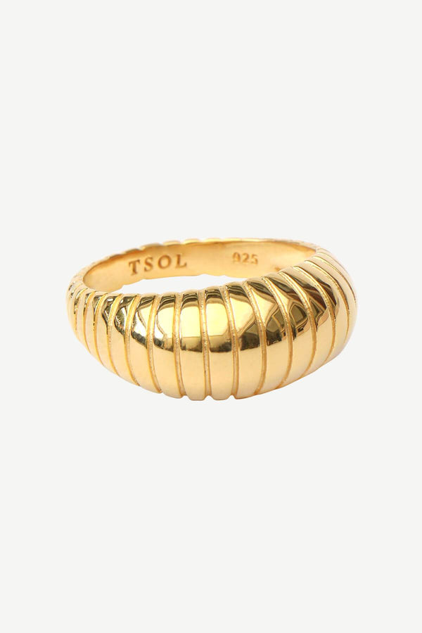 Striped Dome Ring - Goud