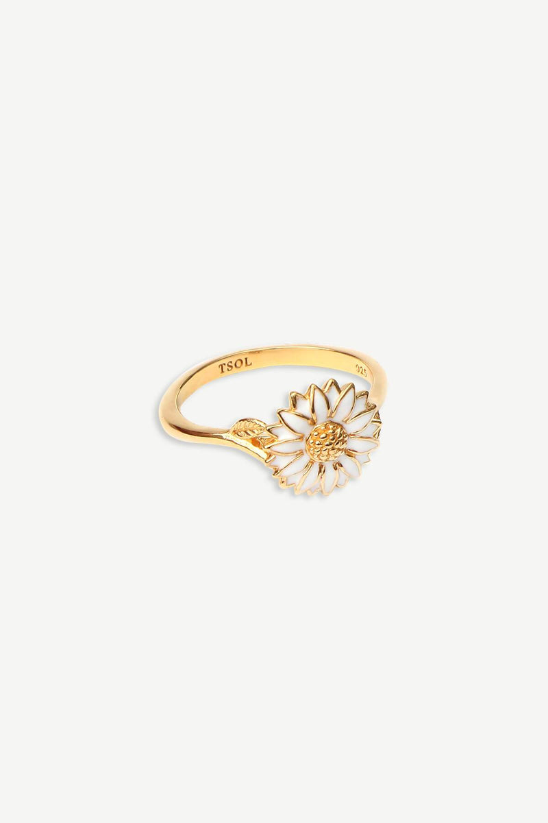 Enamel Daisy Ring - Goud