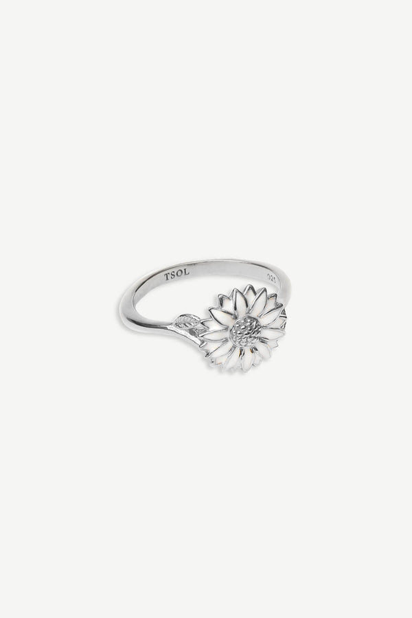 Enamel Daisy Ring - Zilver