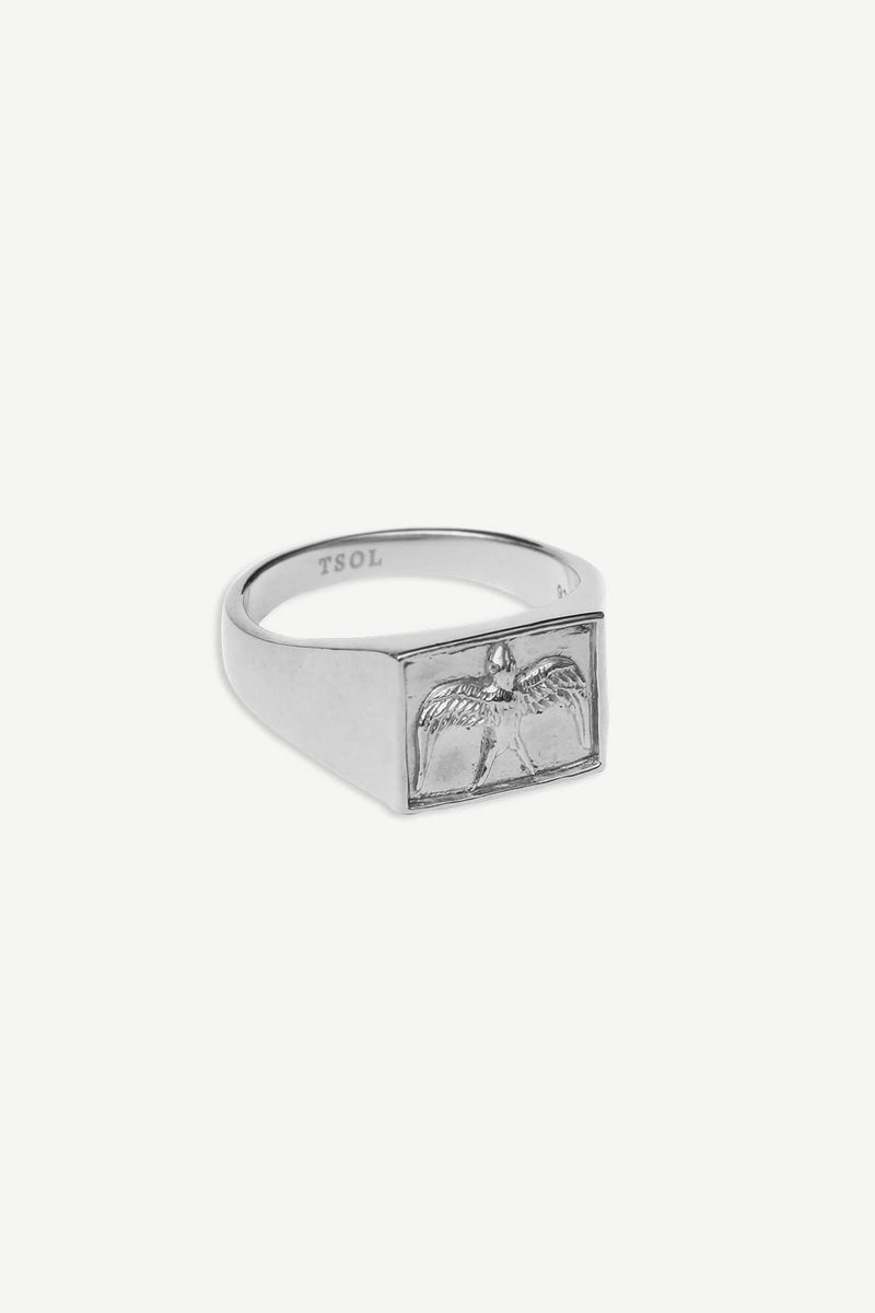 Lovebird Signet Ring - Silver
