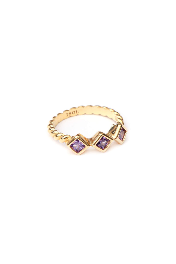 Square Zircon Ring Lilac - Goud