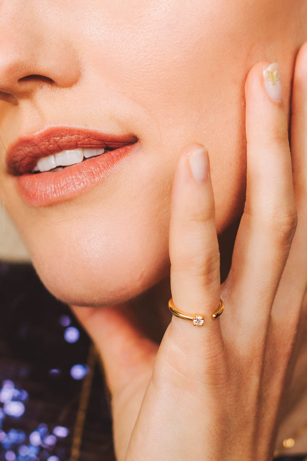 Stardust White Ring - Goud