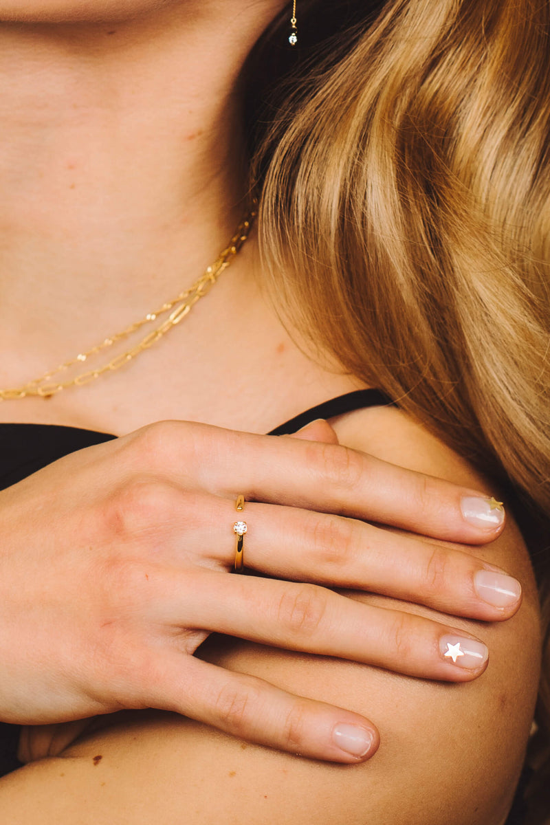 Stardust White Ring - Goud