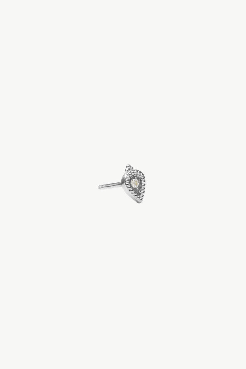 Teardrop Stud Earring - Silver