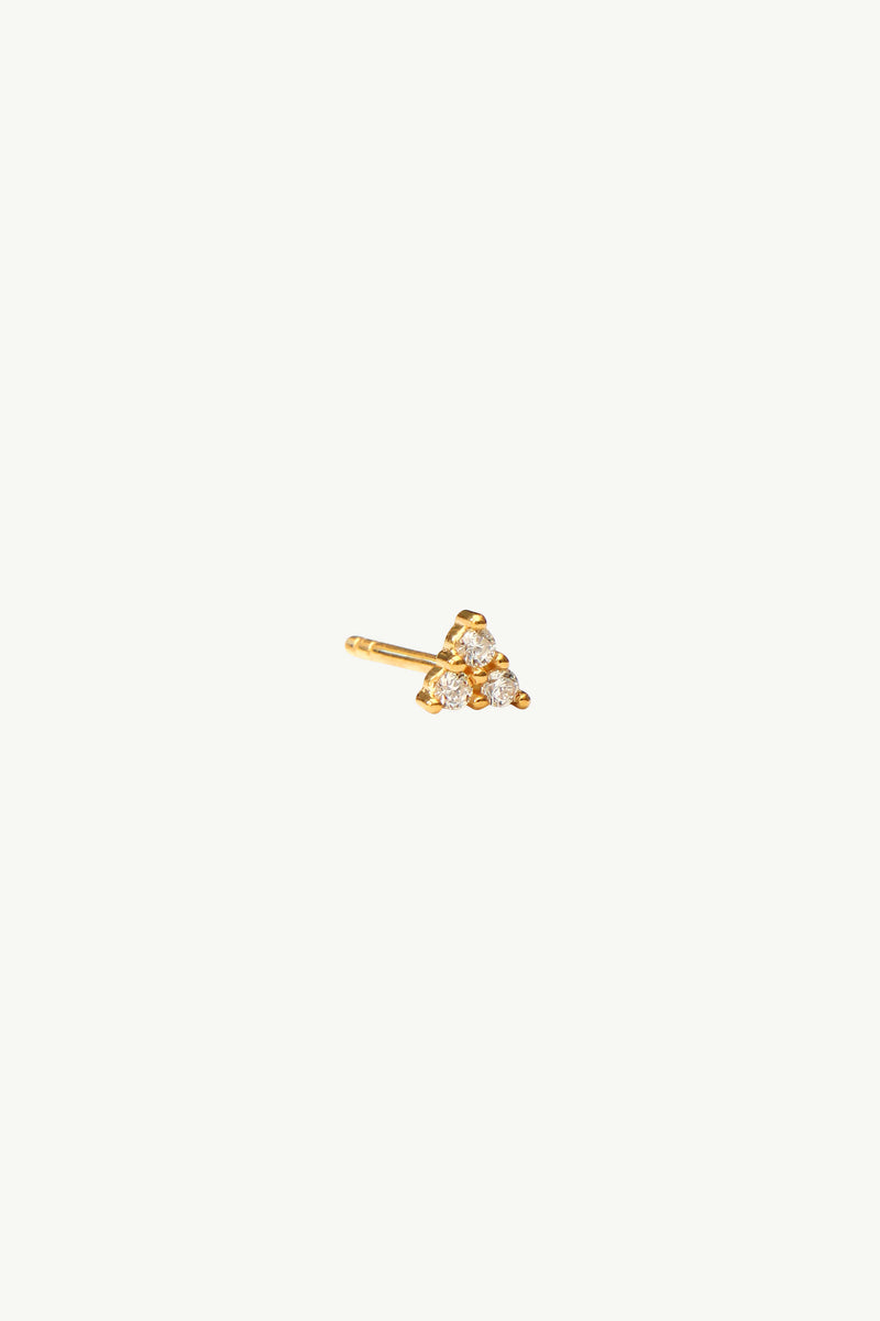 Trinity Zircon Stud Earring - Gold