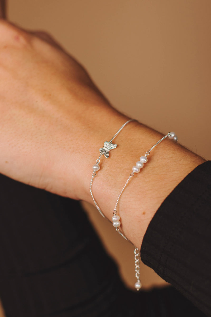 Organic Pearl Armband - Zilver